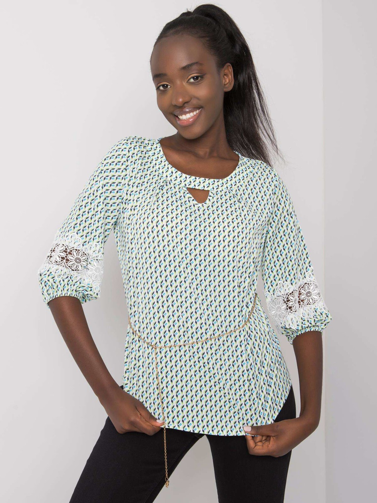 Женская блузка с удлиненным рукавом - зеленая Factory Price