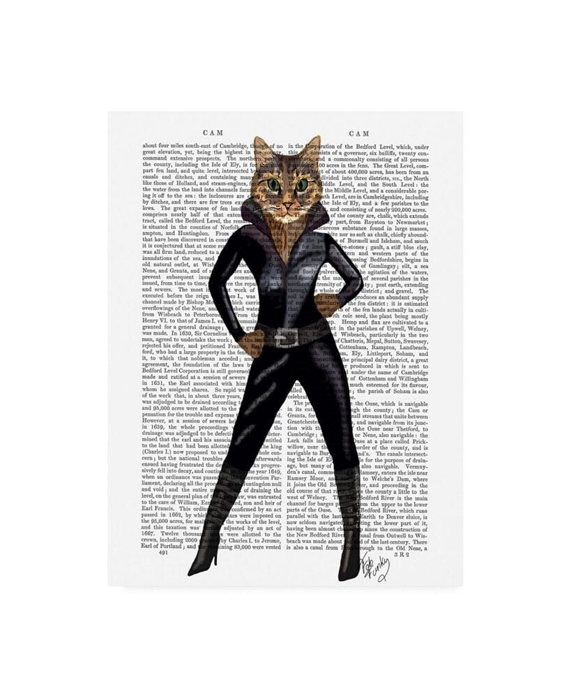 Trademark Global fab Funky Cat Woman Leather Canvas Art - 27