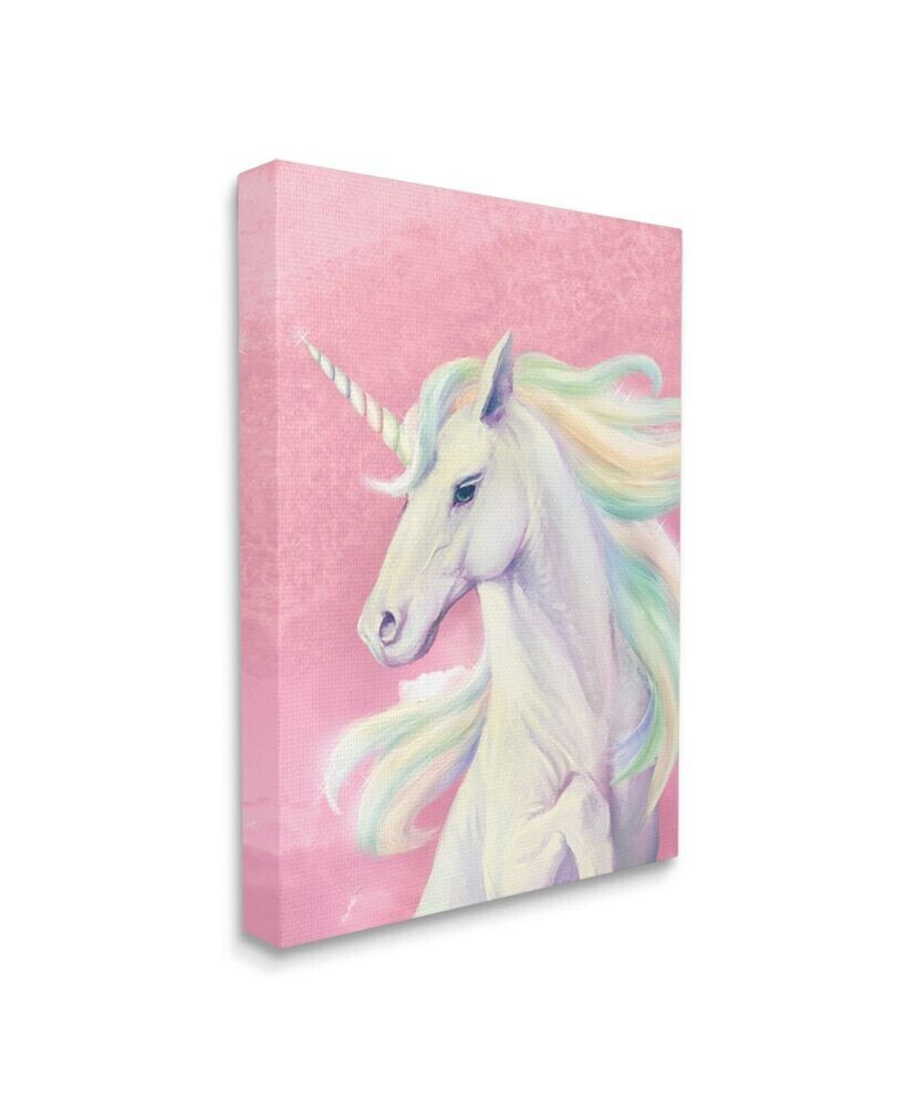 Stupell Industries pink Unicorn Portrait Playful Rainbow Hair Art, 16