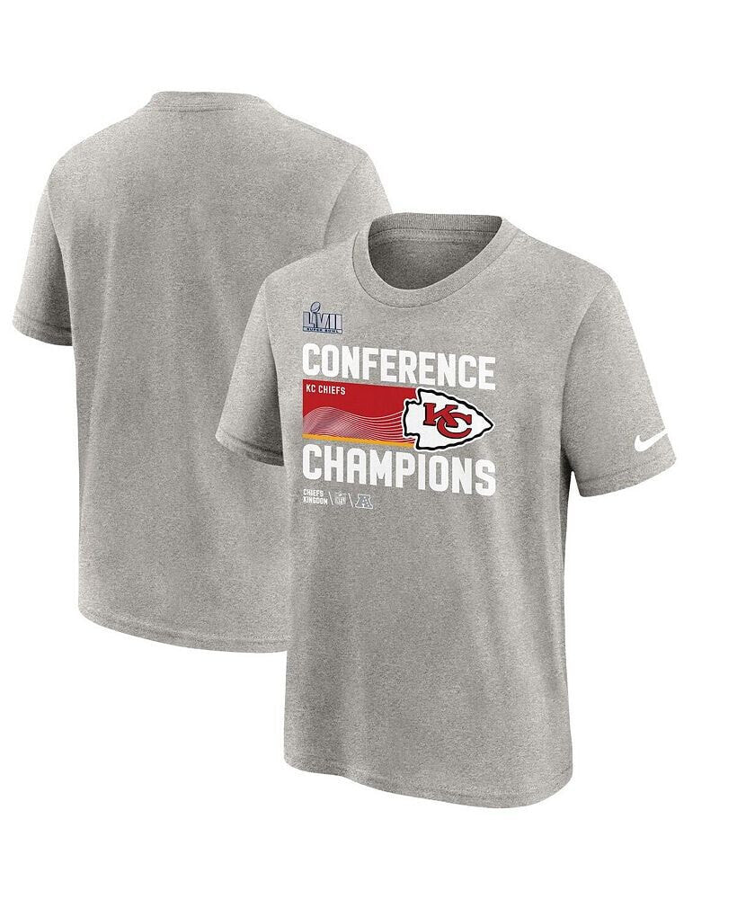 Youth Boys Gray Kansas City Chiefs 2022 AFC Champions Locker Room Trophy Collection T-shirt