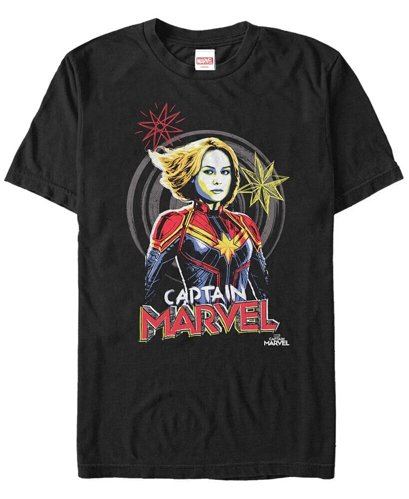 Fifth Sun marvel Men's Captain Marvel Hand Drawn Portrait, Short Sleeve T-shirt