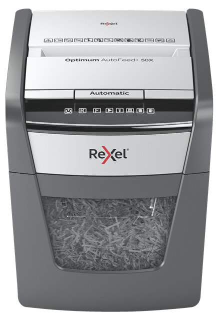 Rexel Optimum AutoFeed+ 50X измельчитель бумаги Перекрестная резка 55 dB 22 cm Черный, Серый 2020050XEU