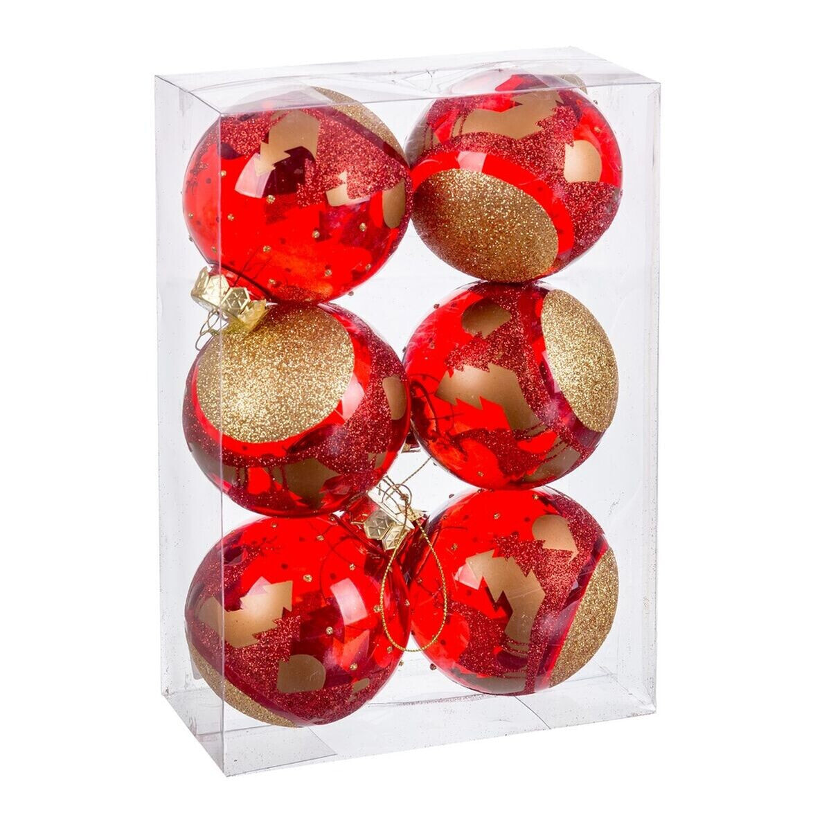 Ёлочные шарики Красный Пластик 8 cm (6 штук)