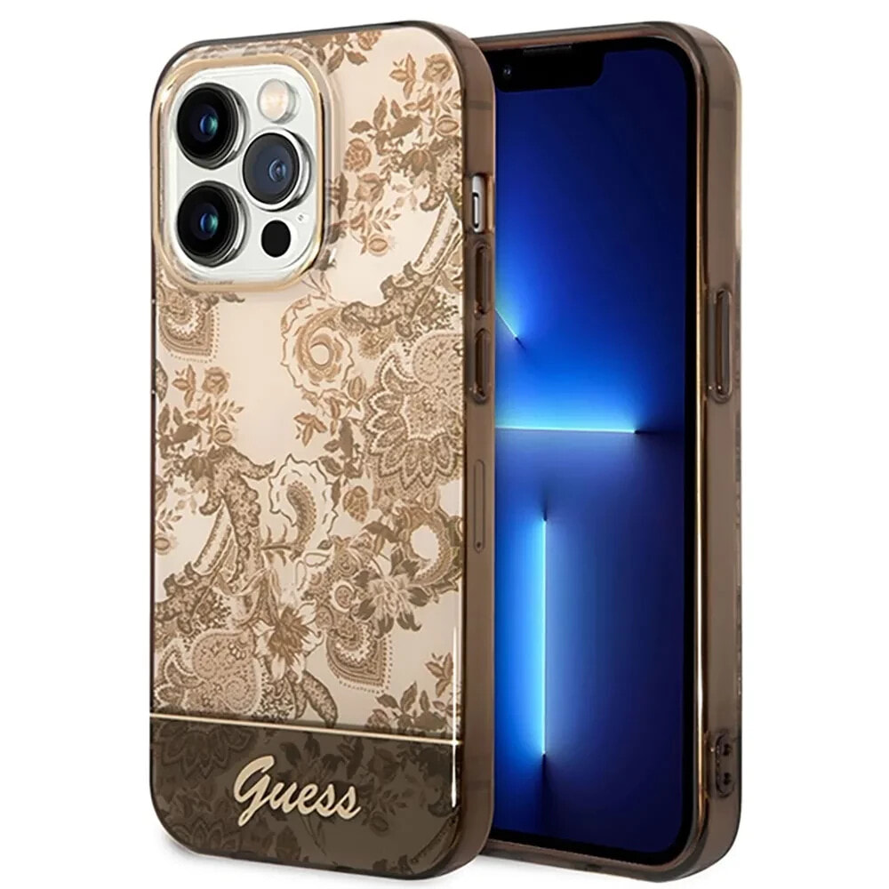 GUESS Guhcp14Xhgplhc iPhone 14 Pro Max 6.7 Ocher Porcelain Collection phone case