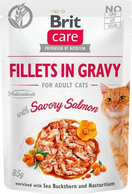 Brit Brit Care Cat Pouch Salmon - filety z łososia w sosie, mokra karma dla kota, saszetka 85g uniwersalny