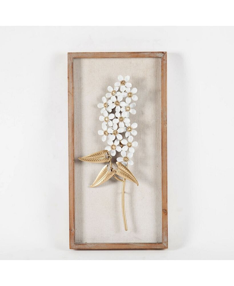Luxen Home 2 piece White and Gold Flower Bouquet Wall Plaque