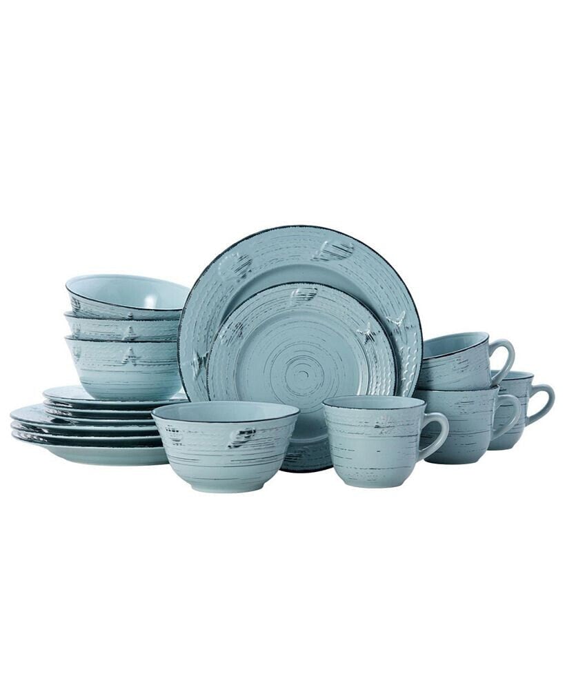 trellis coastal 16 pc dinnerware set, service for 4