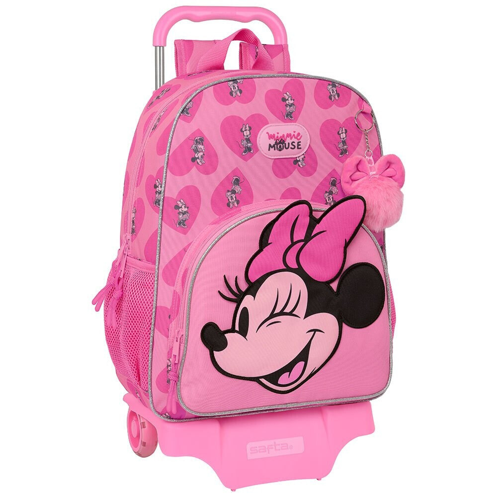 SAFTA With Trolley Wheels Minnie Mouse Loving Backpack