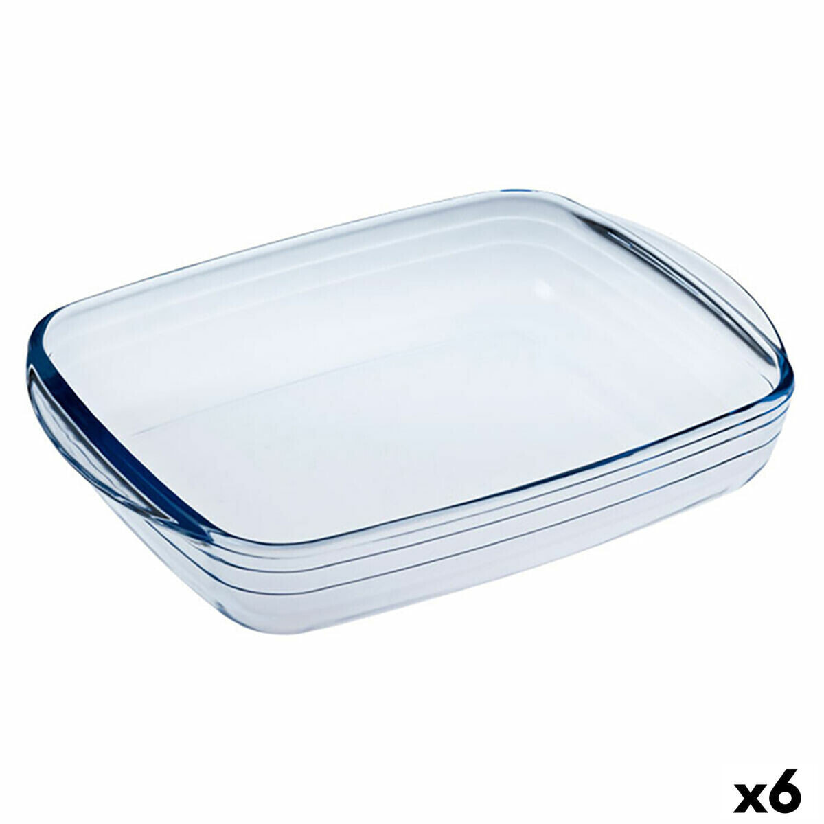 Oven Mould Ô Cuisine Ocuisine Vidrio Rectangular Transparent Glass 28 x 20 x 5 cm (6 Units)