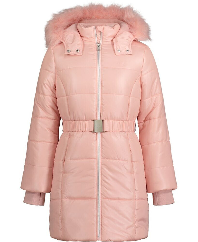 Calvin Klein toddler Girls Shimmer Monochromatic Hooded Jacket