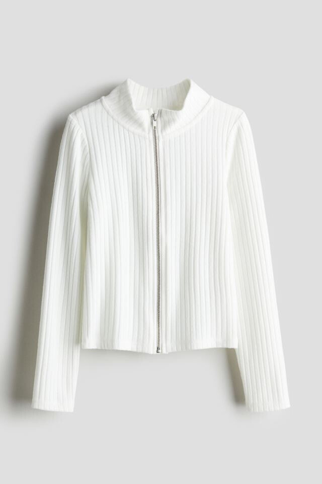 Ribbed zip-through cardigan