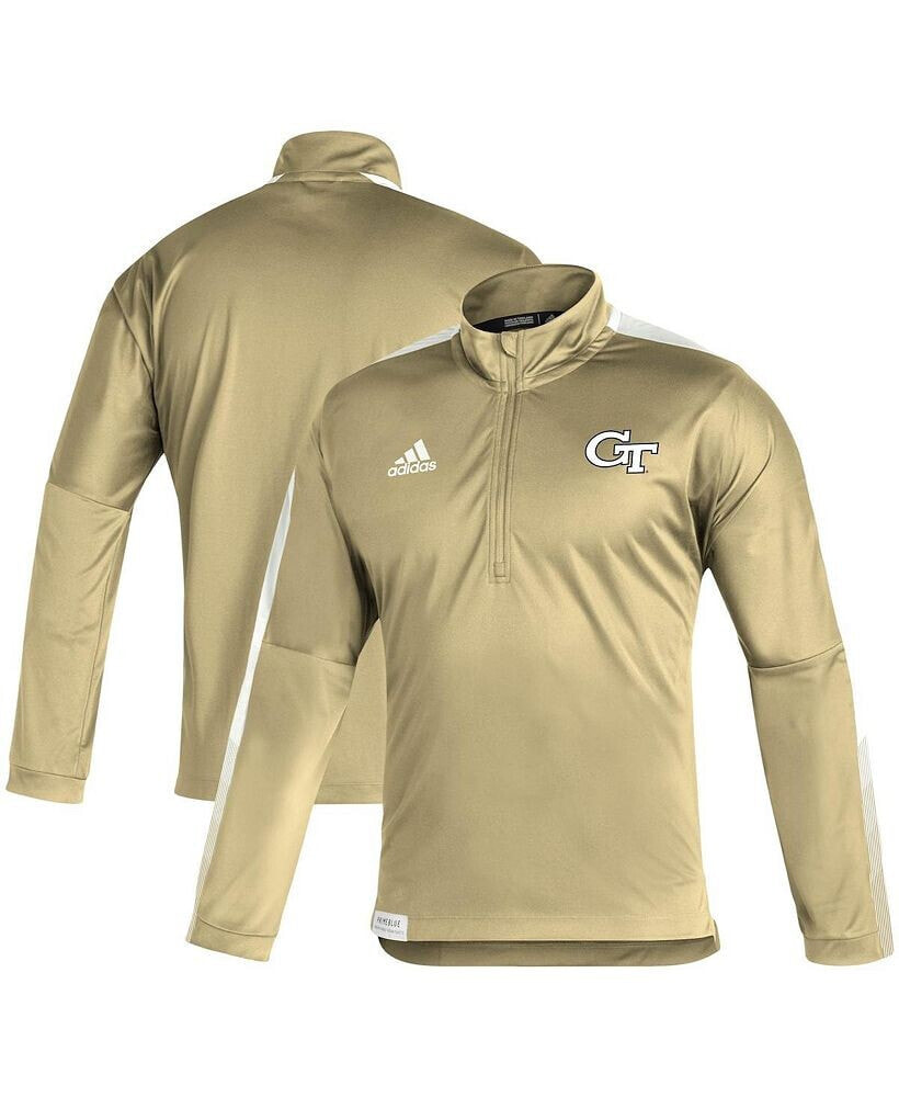 adidas men's Gold Georgia Tech Yellow Jackets 2021 Sideline Primeblue Quarter-Zip Jacket