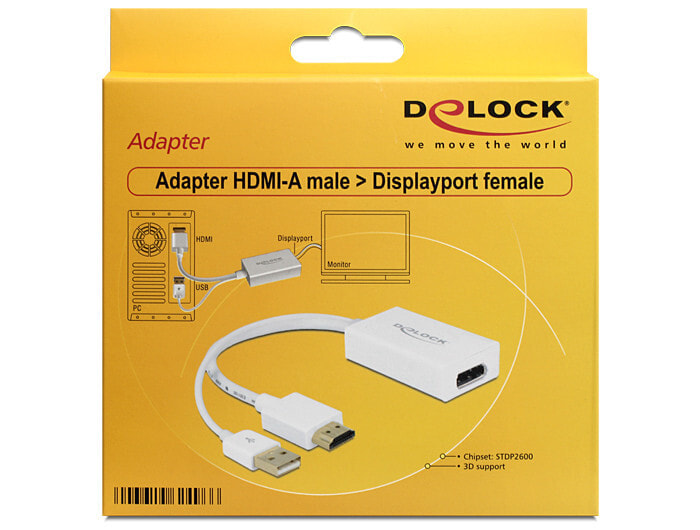 DeLOCK 62496 кабельный разъем/переходник HDMI-A, USB-A Displayport Белый