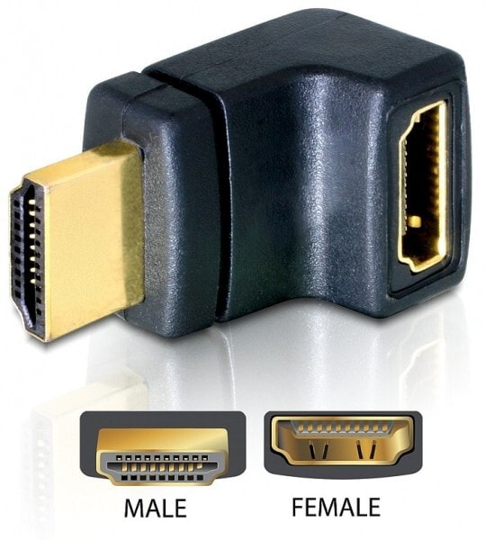 DeLOCK HDMI Stecker > HDMI Buchse 90° oben HDMI 1.3 Черный 65072