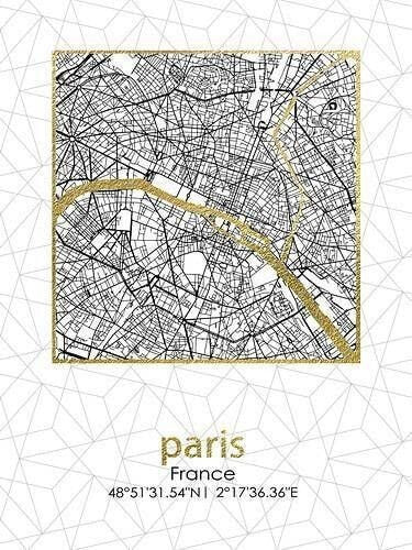 Affek Design Painting Paris City Plan 45x60x1.8 cm