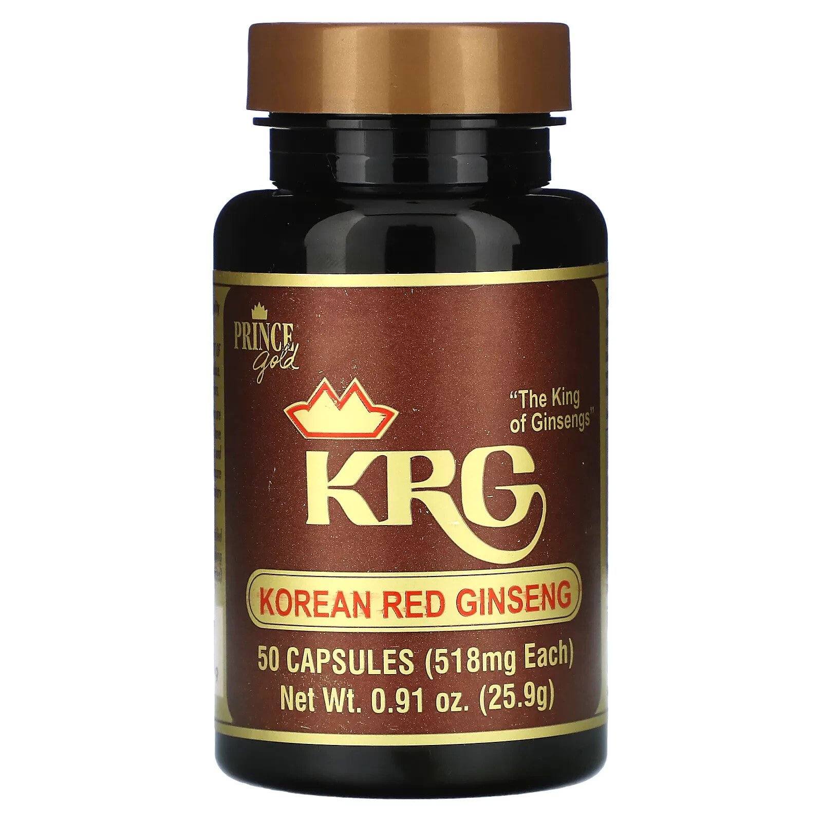 Prince Gold, Korean Red Ginseng, 518 mg, 50 Capsules