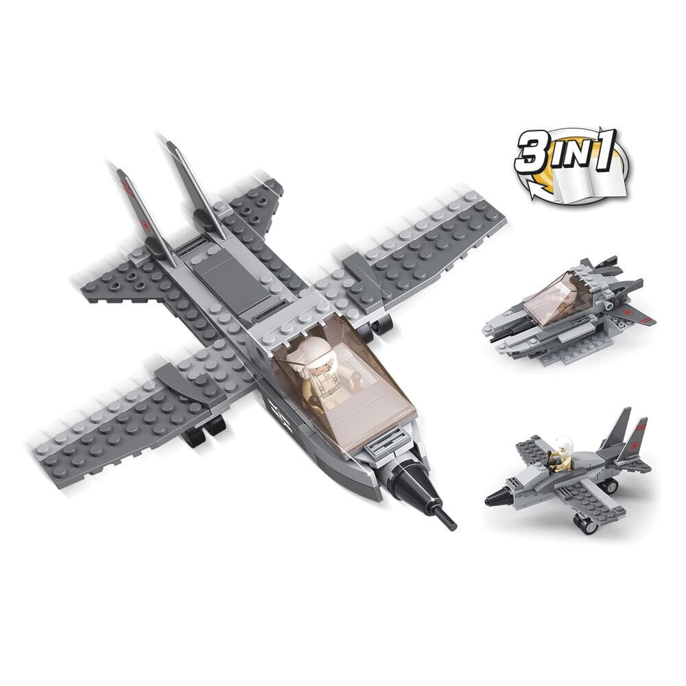 SLUBAN Army 3 In 1 Fighter Plane 125 Pieces Construction Game