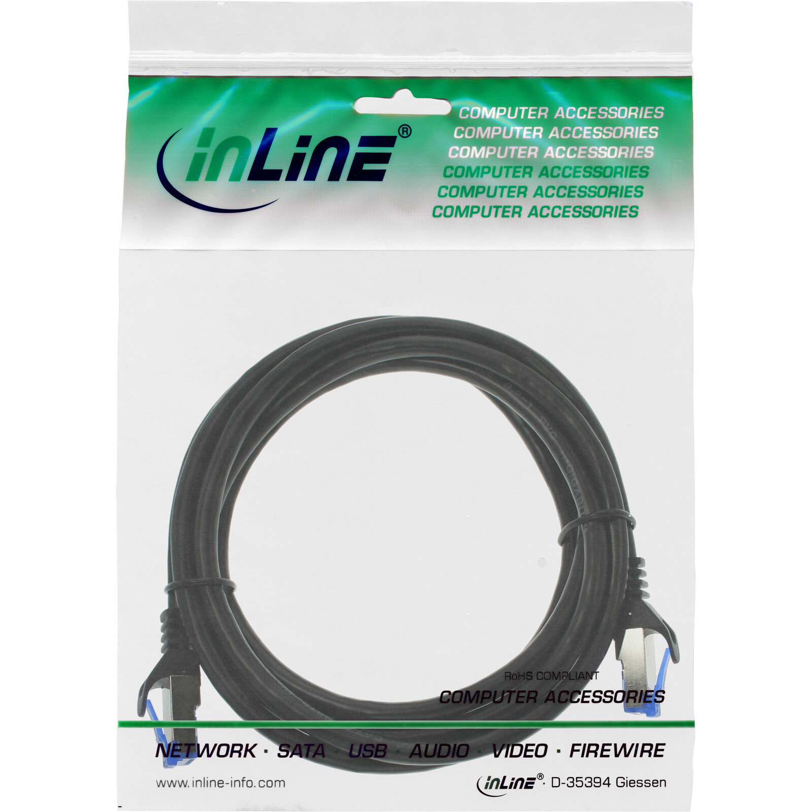 InLine Patch cable armoured - U/FTP - Cat.6A - black - 5m