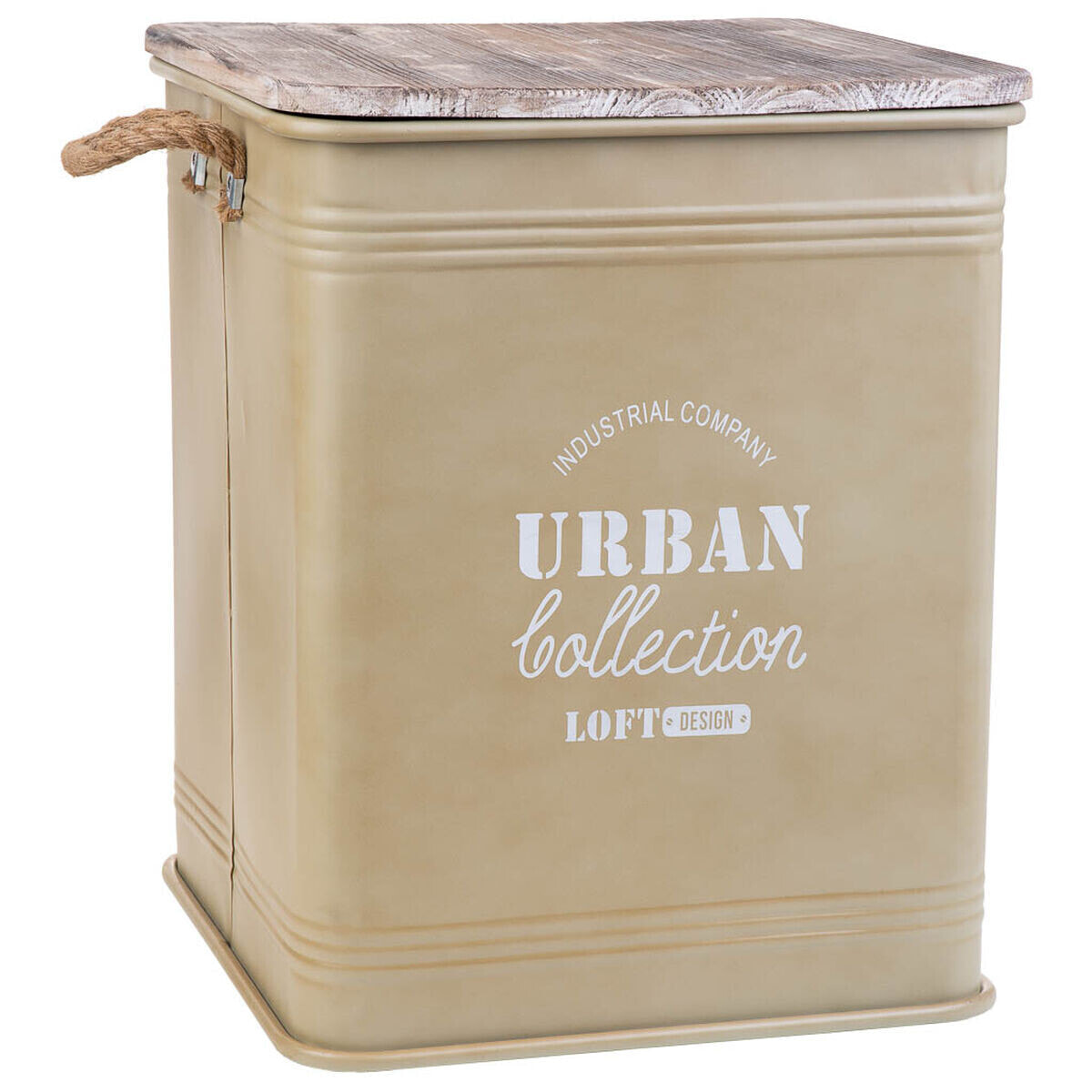 Laundry basket Alexandra House Living Urban Beige Hemp Metal Fir wood