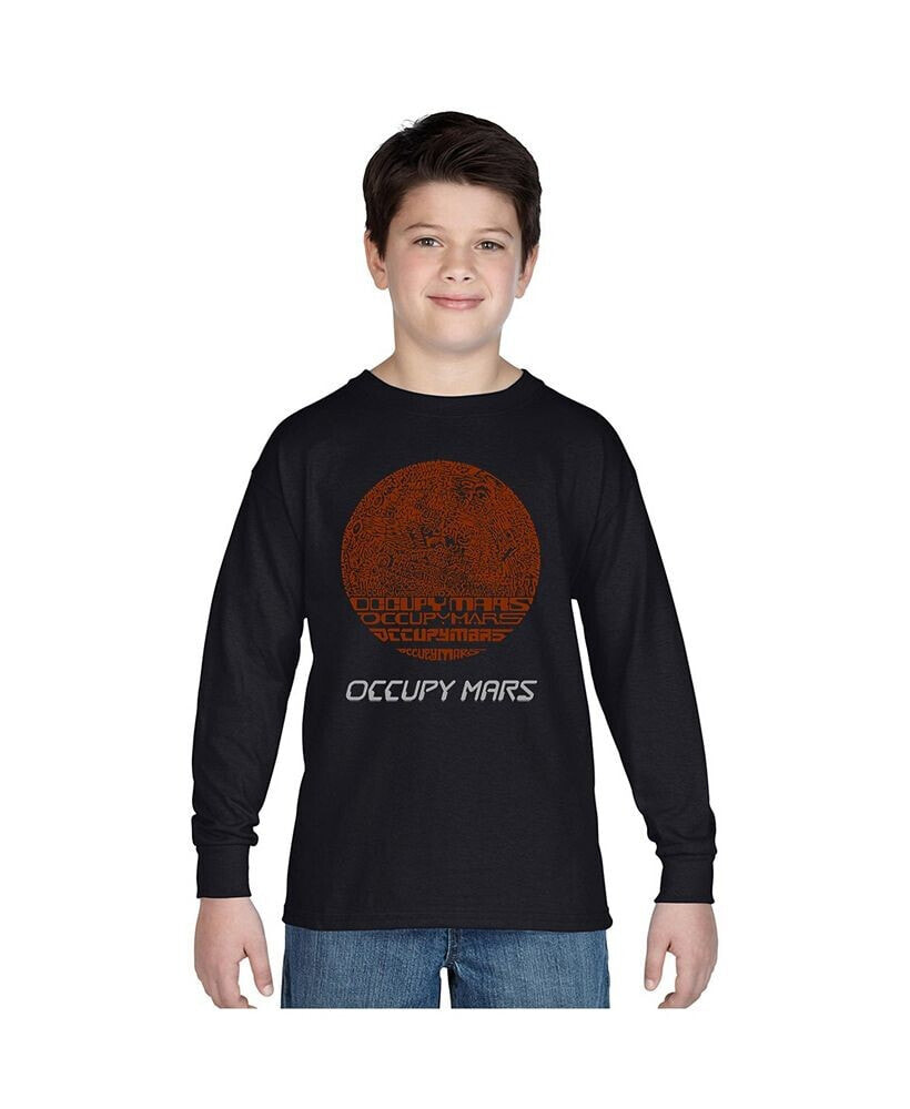 LA Pop Art big Boy's Word Art Long Sleeve T-shirt - Occupy Mars