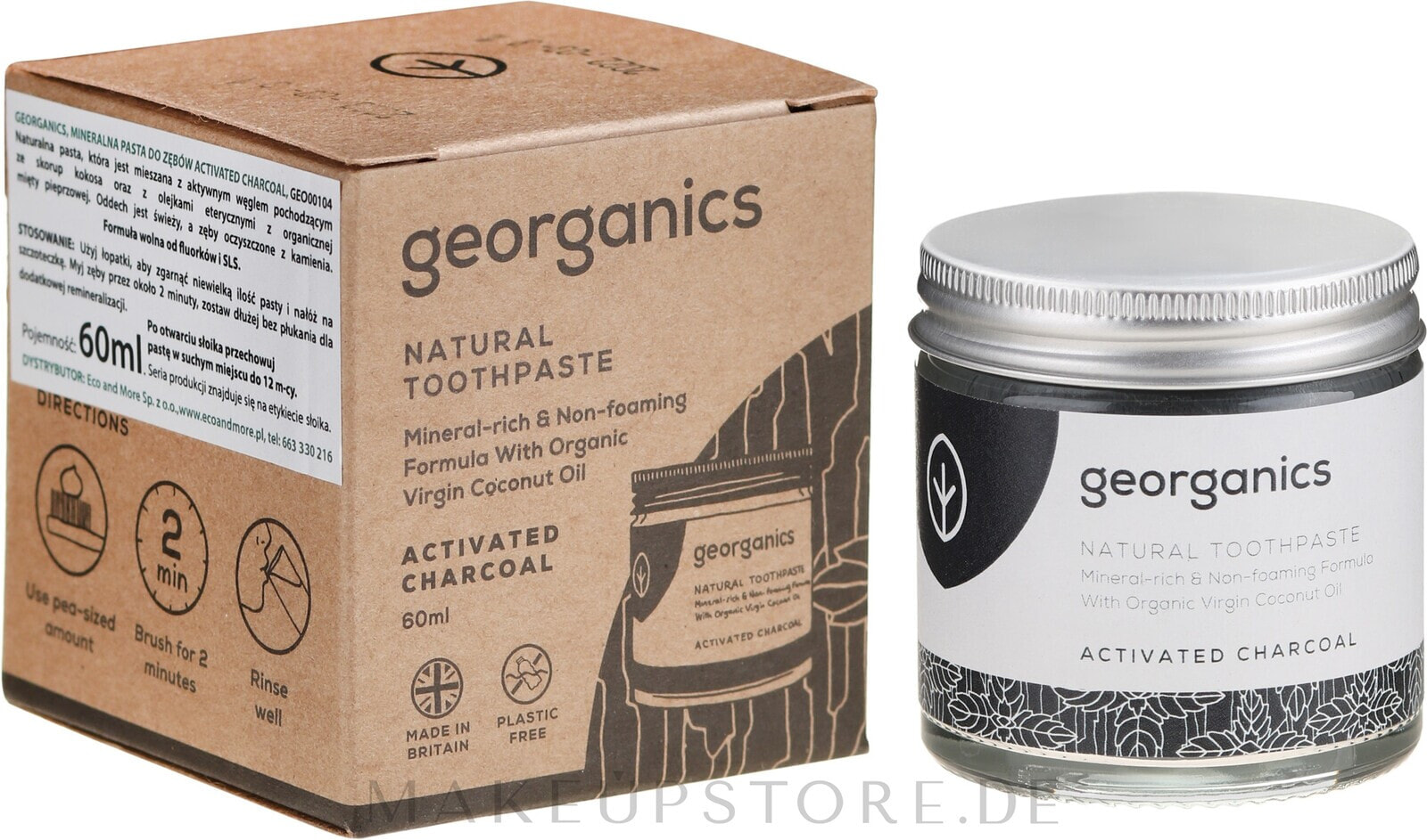 Natürliche und mineralstoffreiche Zahnpasta mit Aktivkohle - Georganics Activated Charcoal Natural Toothpaste