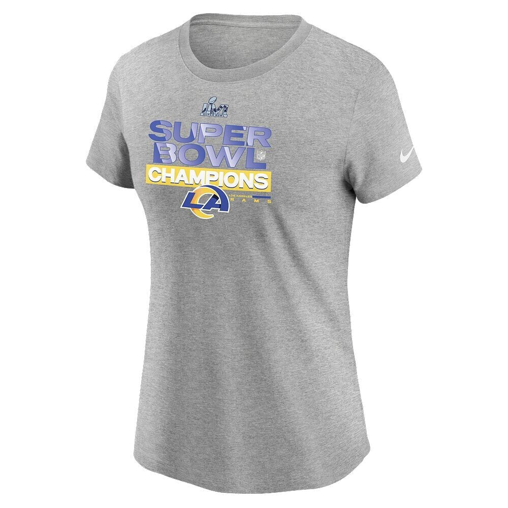 Nike women's Heather Charcoal Los Angeles Rams 2021 Super Bowl Champions Locker Room Trophy Collection T-Shirt