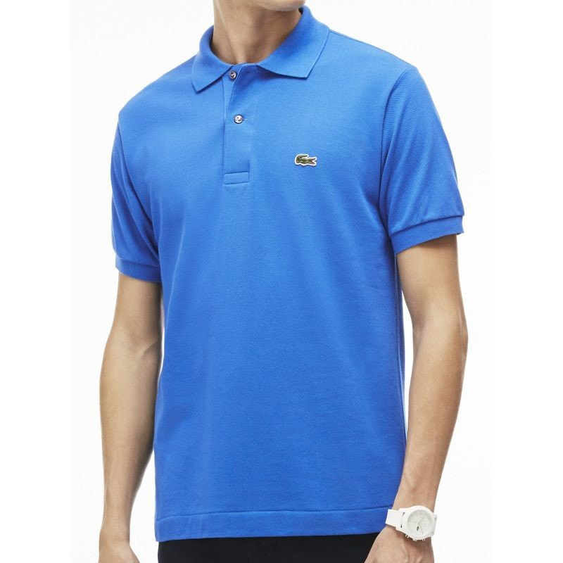 Мужская футболка-поло повседневная синяя с логотипом  Lacoste M L1212IN-W15