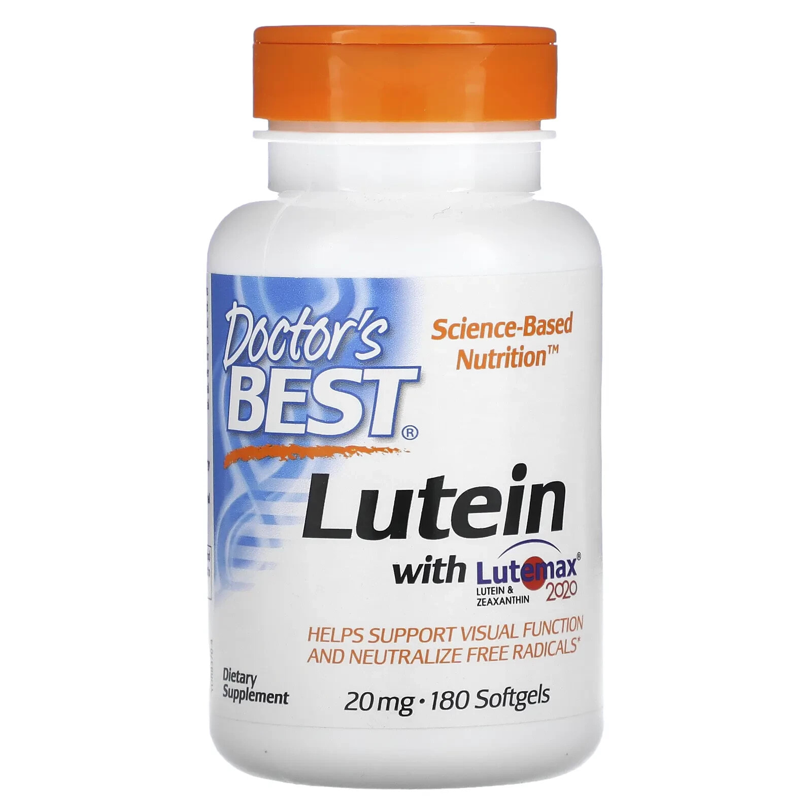 Doctor's Best, Lutein with Lutemax 2020, 20 mg, 180 Softgels