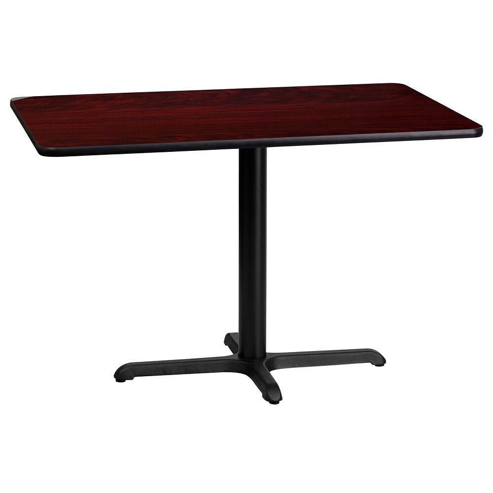 Flash Furniture 24'' X 42'' Rectangular Mahogany Laminate Table Top With 22'' X 30'' Table Height Base