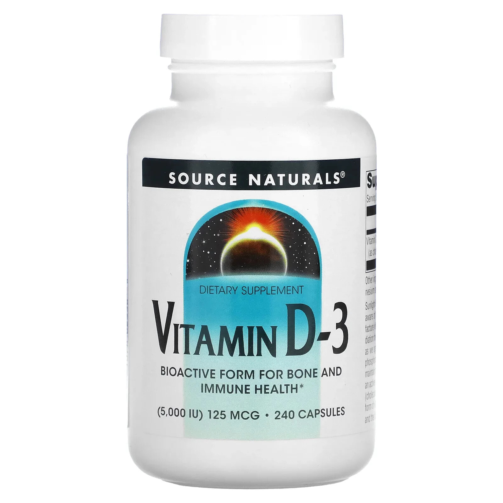 Source Naturals, Витамин D3, 2000 МЕ, 200 мягких таблеток