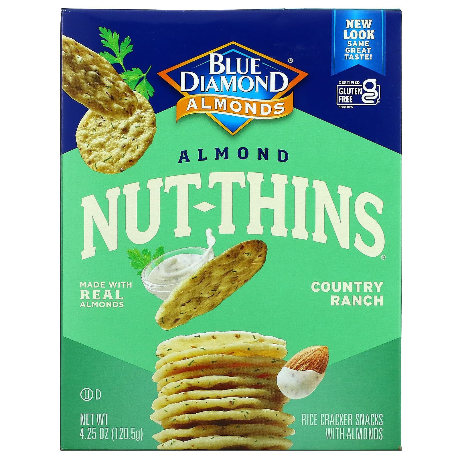 Blue Diamond, Almond Nut-Thins, снэки из рисовых крекеров с миндалем, коптильня, 120,5 г (4,25 унции)