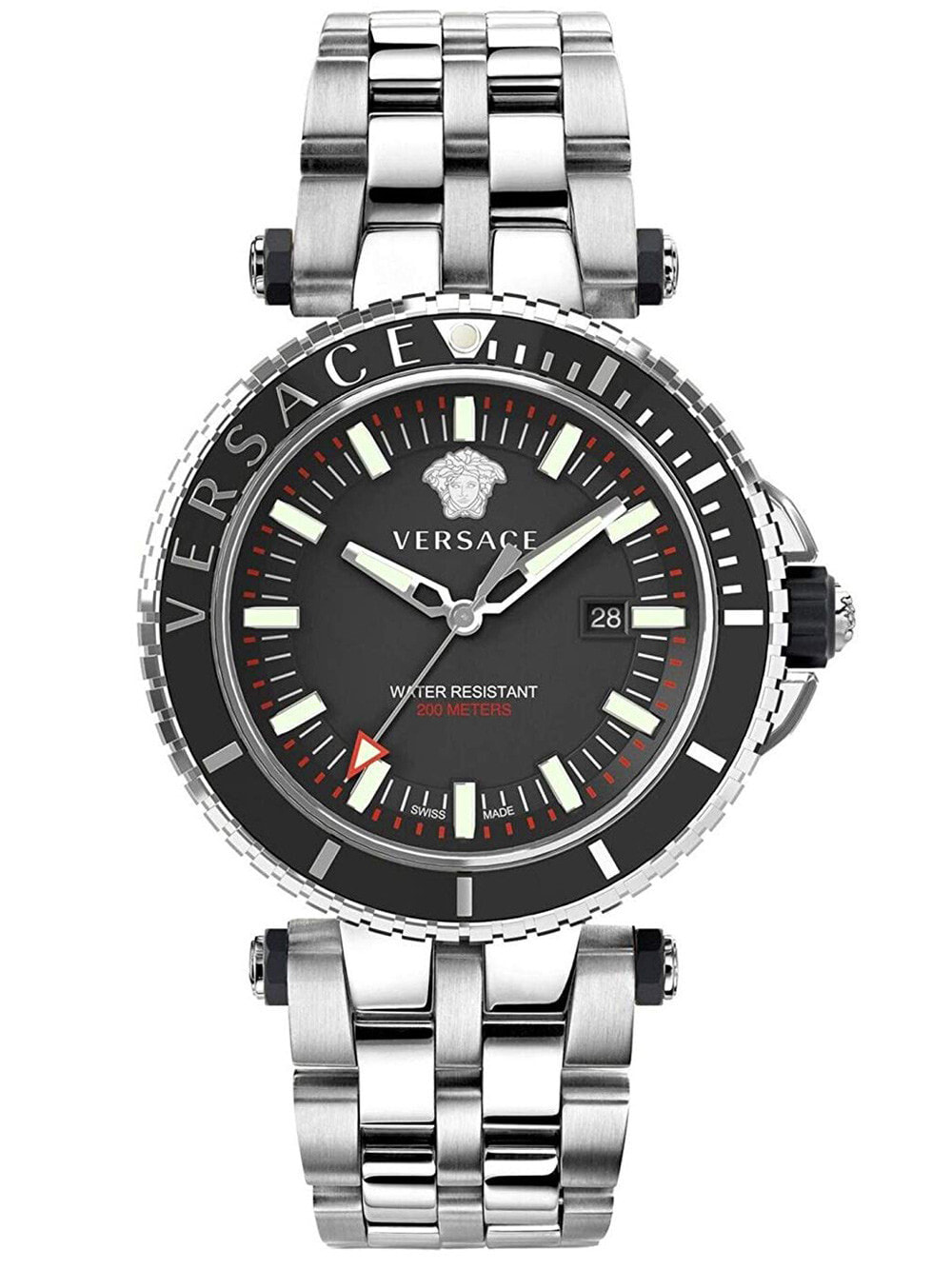 Мужские наручные часы с серебряным браслетом Versace VEAK00318 V-Race Men's 46mm 5ATM