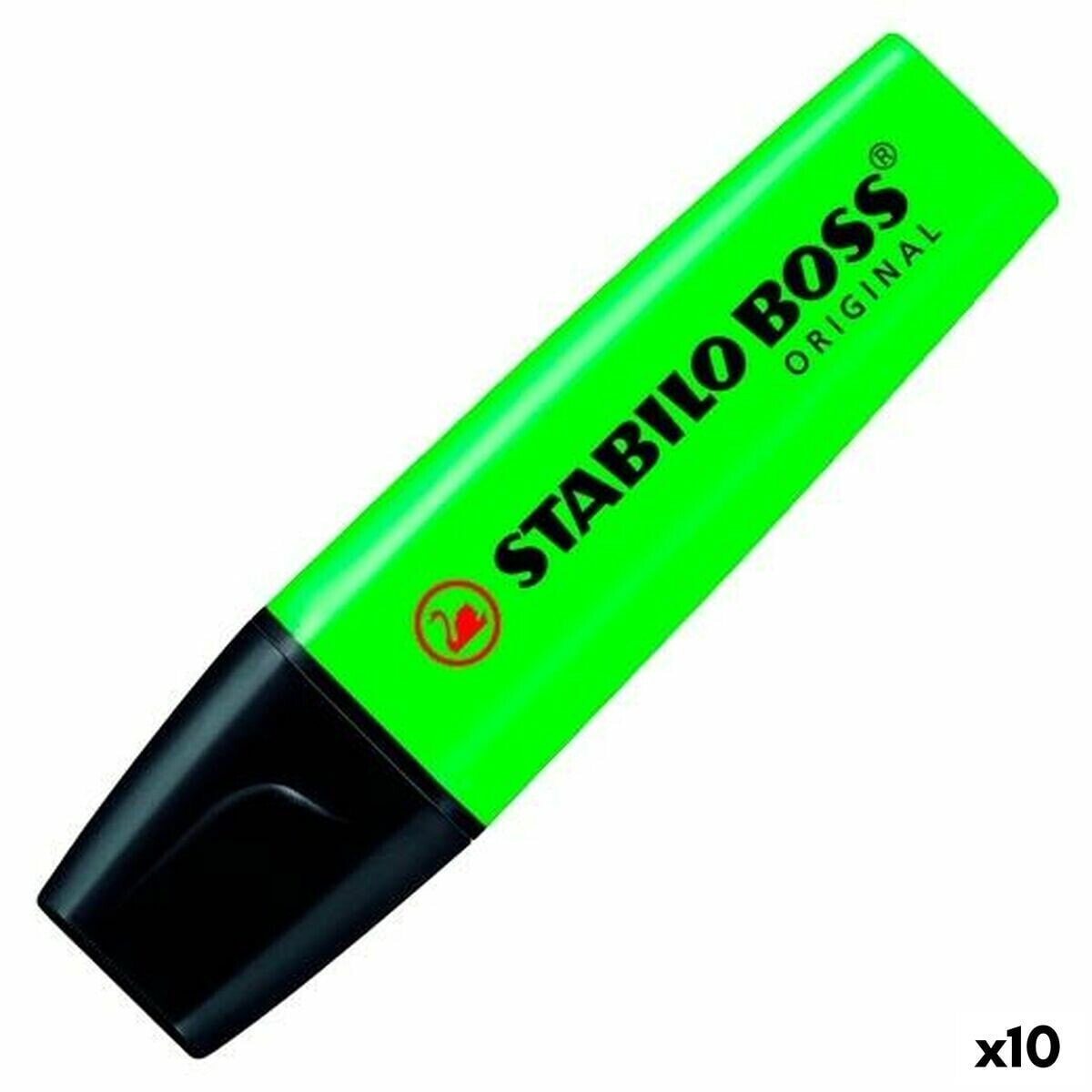 Fluorescent Marker Stabilo Boss Green Black/Green 10 Pieces (10 Units) (1 Unit)