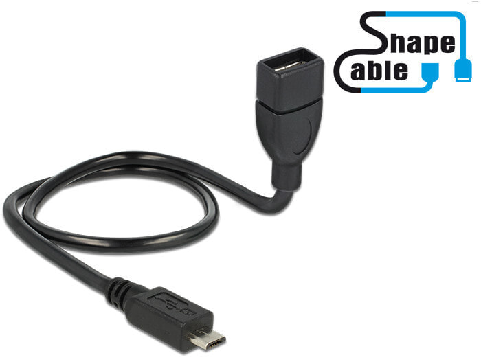 DeLOCK 0.5m, USB2.0 Micro-B/USB2.0-A USB кабель 0,5 m 2.0 Micro-USB B USB A Черный 83928
