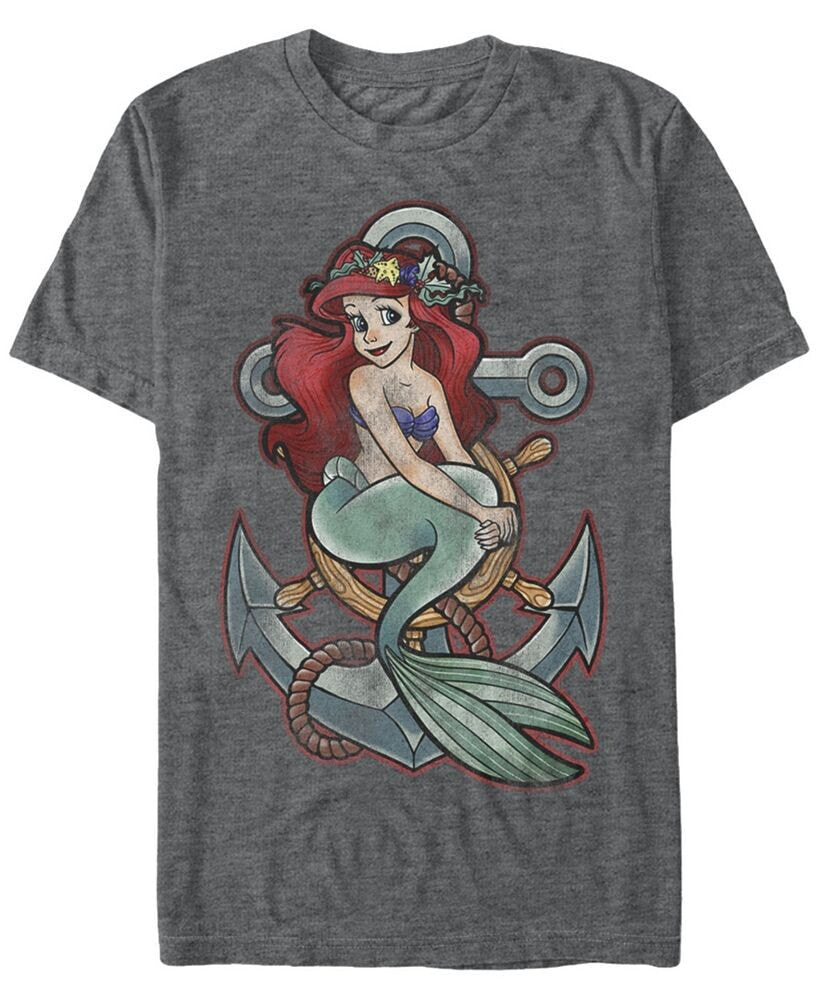 Disney Men's The Little Mermaid Ariel Vintage Anchor Tattoo Style Short Sleeve T-Shirt