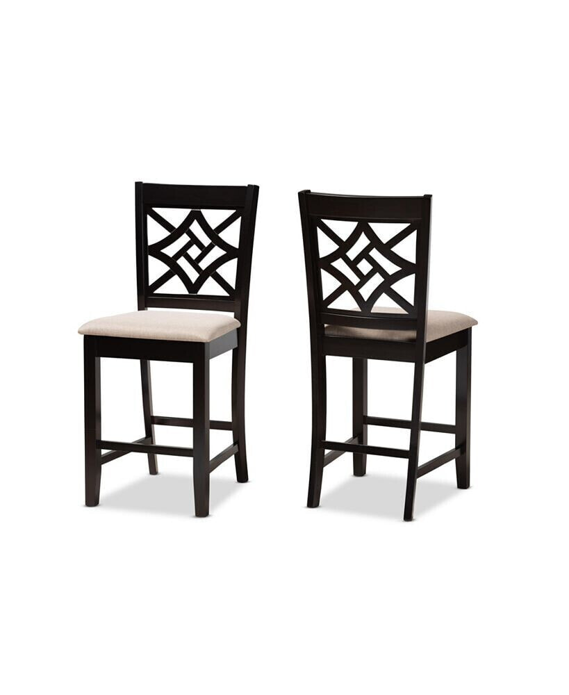 Baxton Studio nicolette Modern and Contemporary 2-Piece Fabric Upholstered and Finished Wood Counter Stool Set