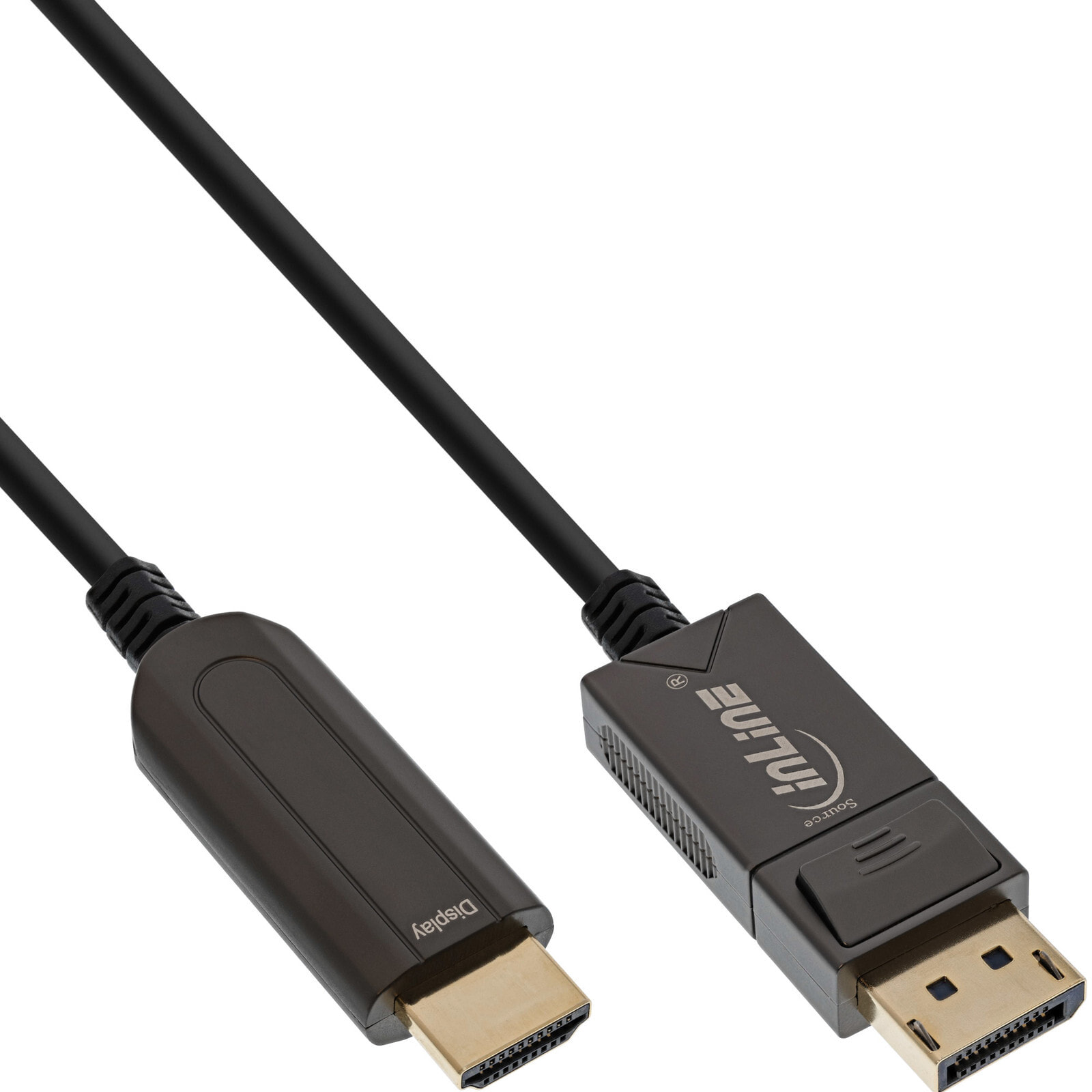 DisplayPort to HDMI AOC converter cable - 4K/60Hz - black - 15m - 15 m - DisplayPort - HDMI - Male - Male - Straight