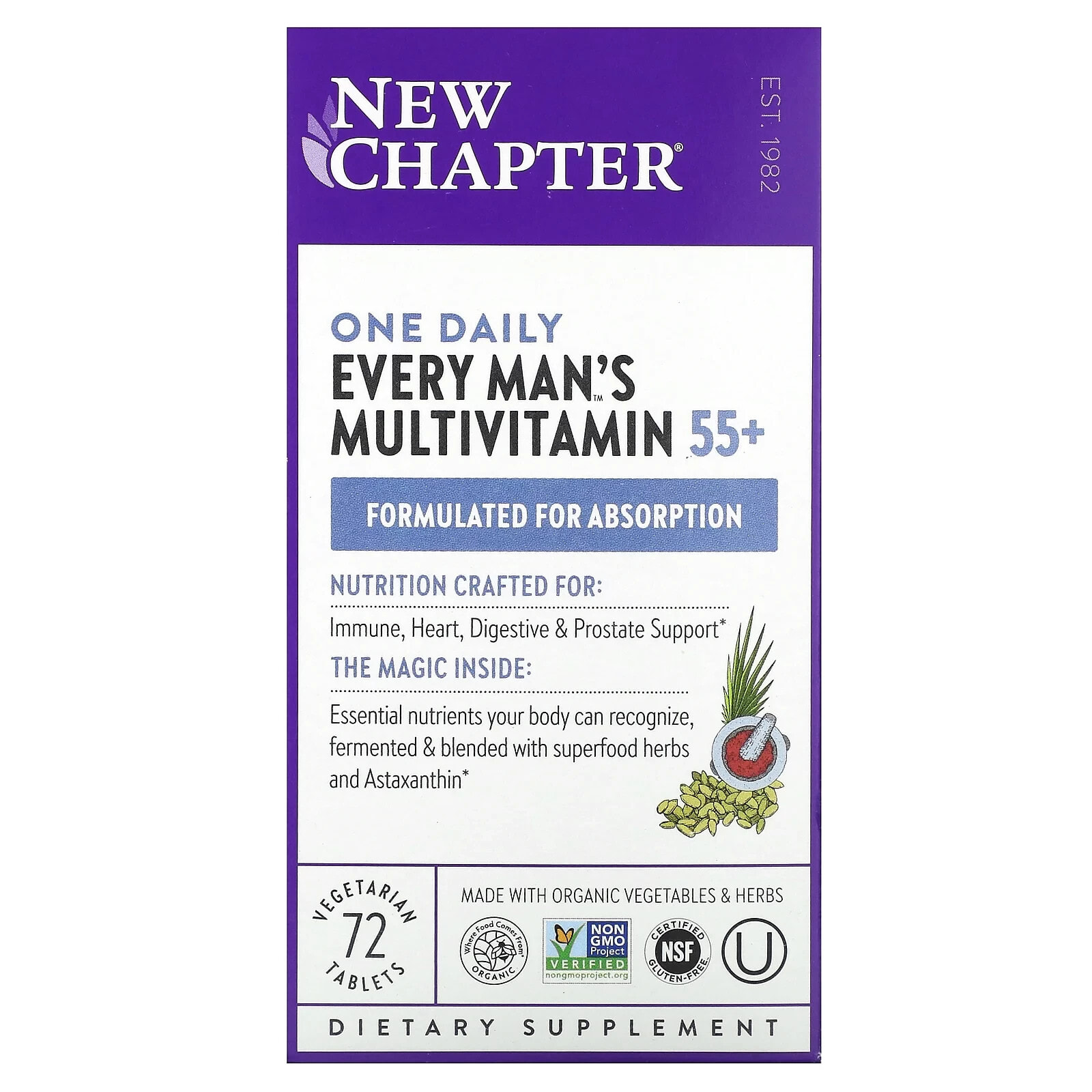 New Chapter, Every Man's One Daily 55+ Multivitamin, 96 Vegetarian Tablets