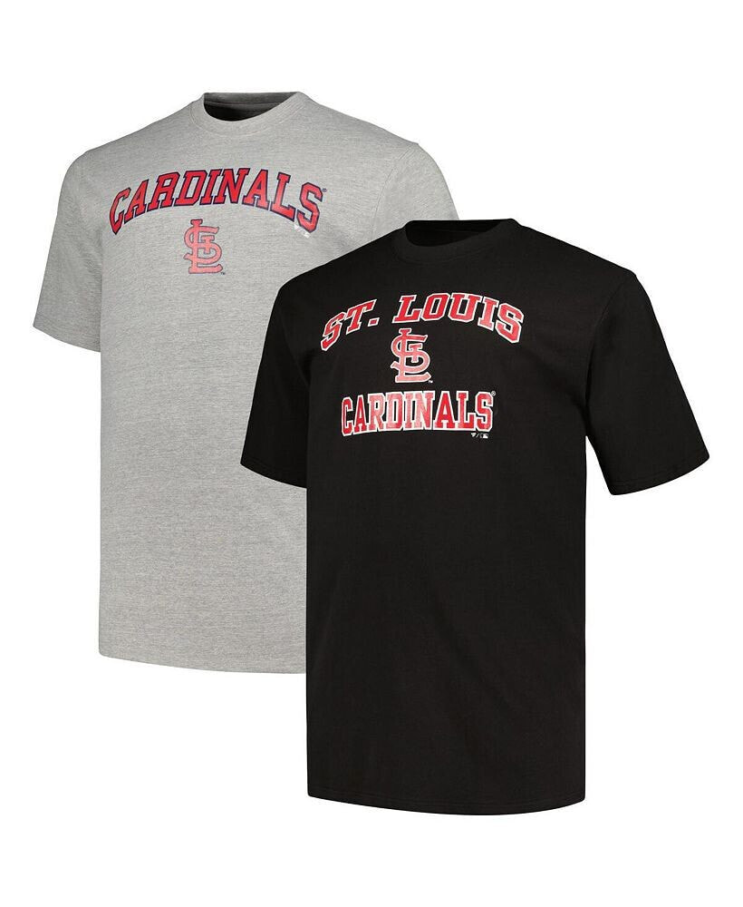 Profile men's Black, Heather Gray St. Louis Cardinals Big and Tall T-shirt Combo Pack