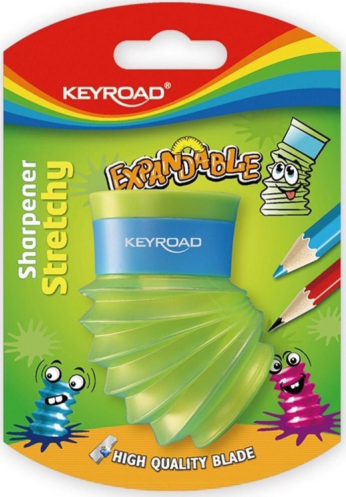 Точилка для карандашей Keyroad Temperówka Stretch Expandable podwójna z pojemnikiem blister mix kolorów