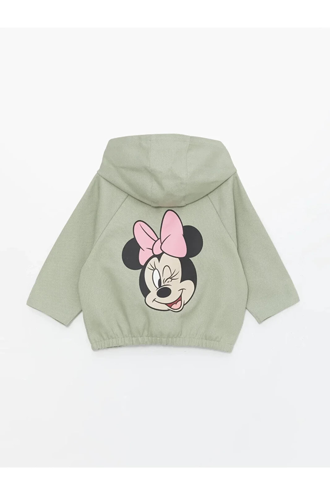 LCW baby Kapüşonlu Uzun Kollu Minnie Mouse Baskılı Kız Bebek Ceket