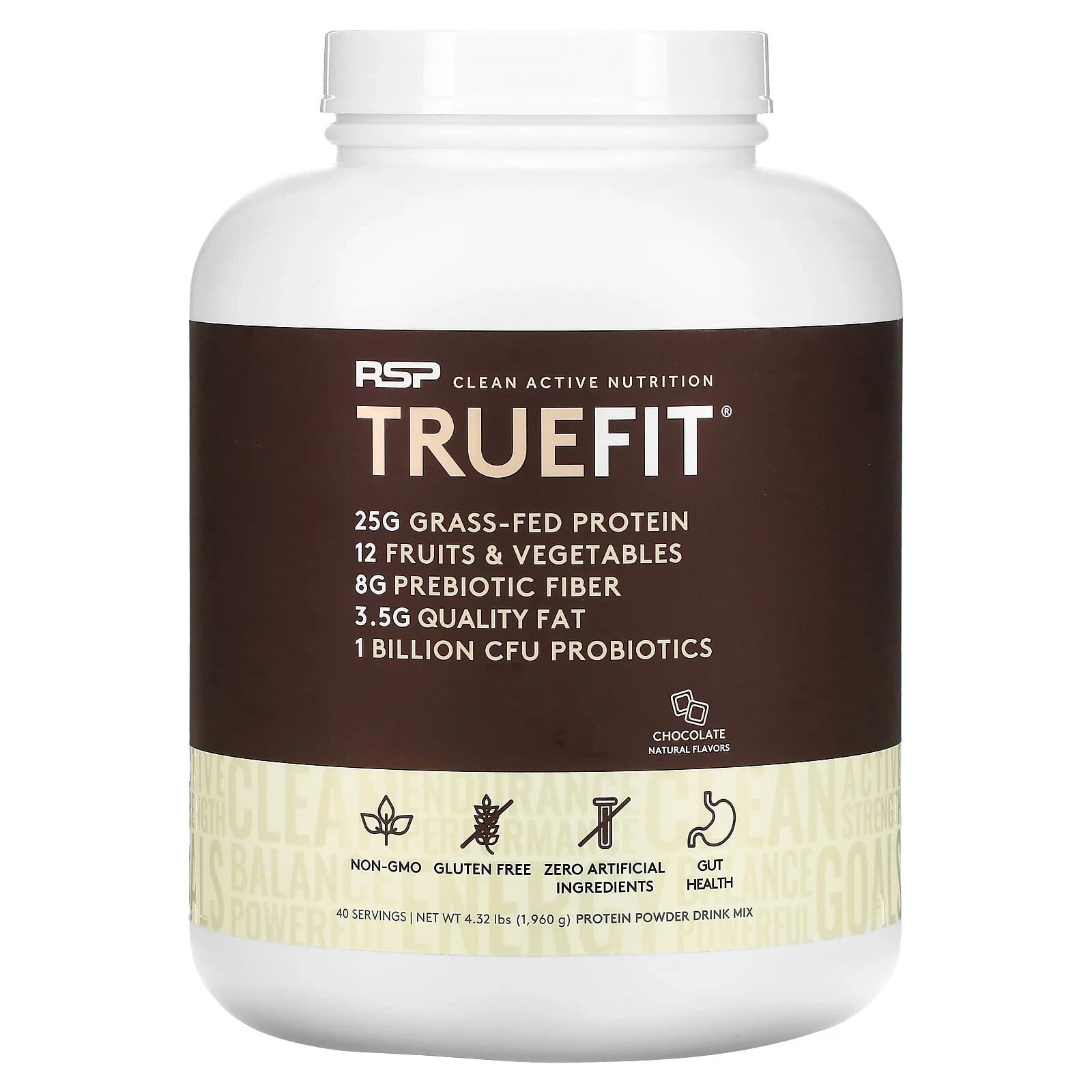 TrueFit, Grass-Fed Protein Powder Drink Mix with Fruits & Veggies, Vanilla, 4.23 lbs (1,920 g)