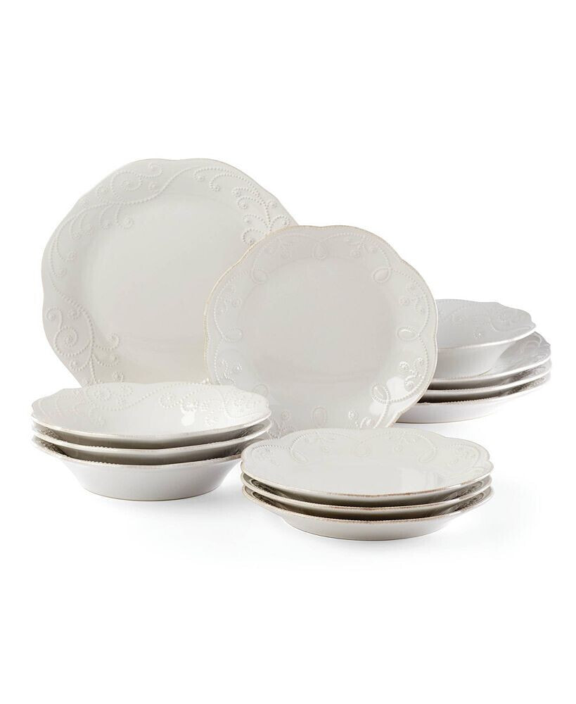 French Perle White 12-PC Dinnerware Set, Service for 4, Created for Macy's