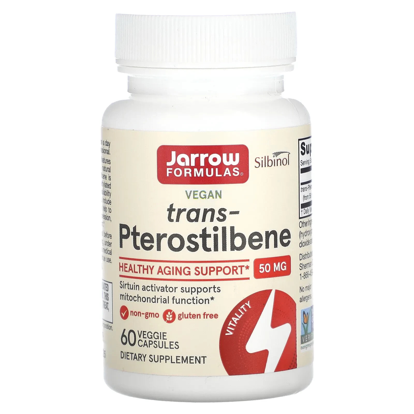 джэрроу формулас, транс-птеростильбен, 50 мг, 60 растительных капсул