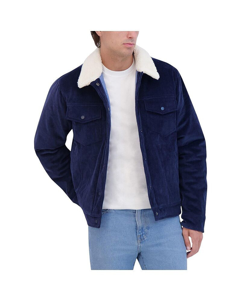 Hudson Jeans men's Corduroy Trucker Jacket With Sherpa Collar