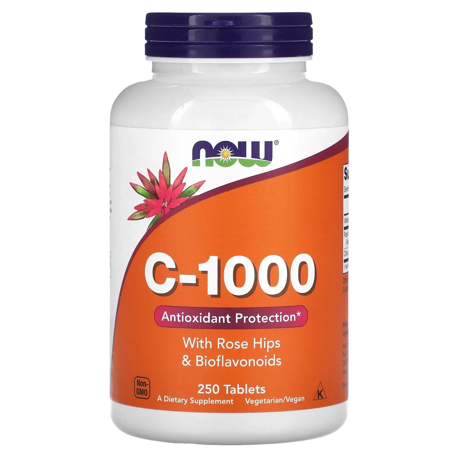NOW Витамин C-1000 с шиповником и биофлавоноидами 250 таблеток