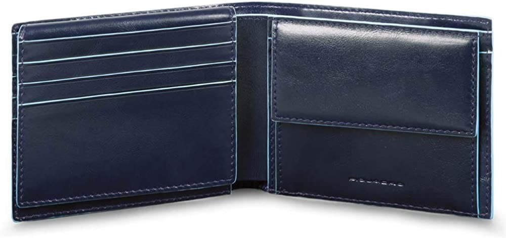 Мужское портмоне кожаное горизонтальное черное без застежки PIQUADRO Wallet Blue Square Male Leather Black - PU4518B2R-N
