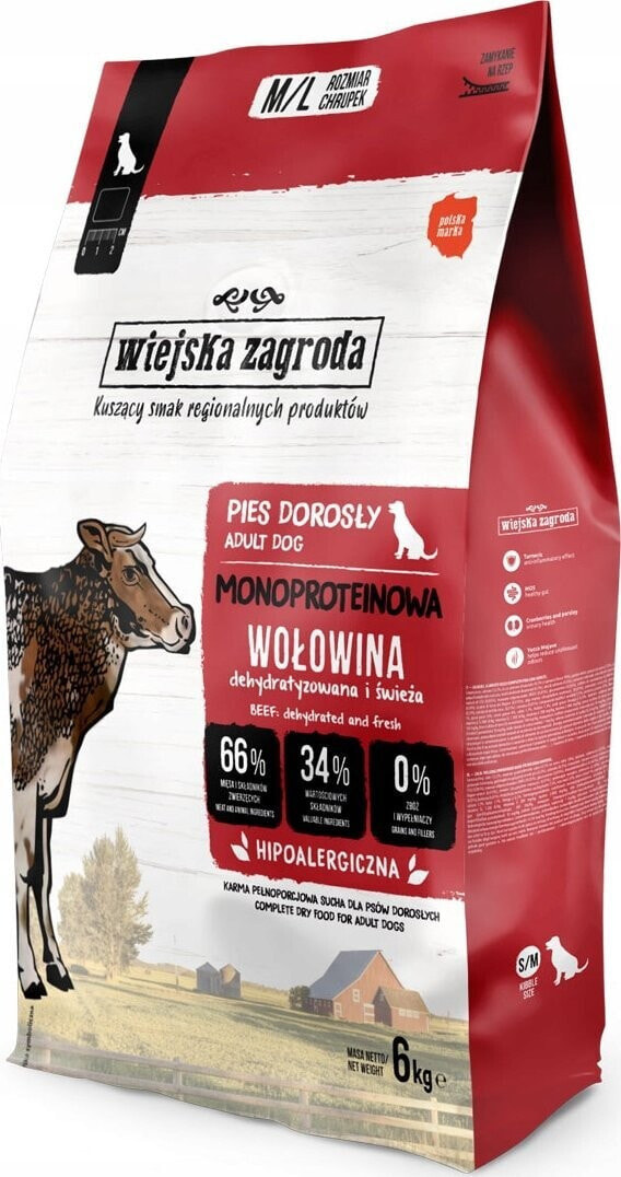 Wiejska Zagroda WIEJSKA ZAGRODA Monobiałkowa Wołowina (dorosły) - Karma sucha dla psa - 6kg