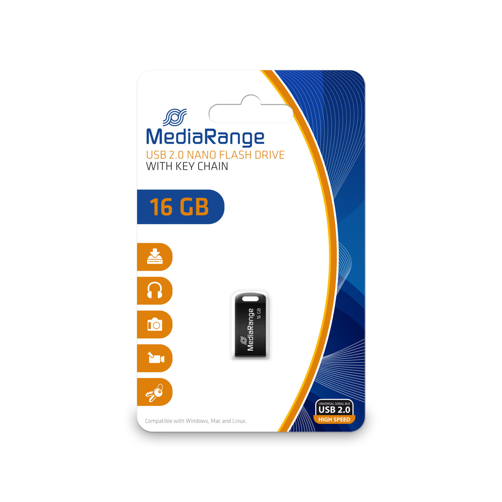 MediaRange MR921 USB флеш накопитель 16 GB USB тип-A 2.0 Черный