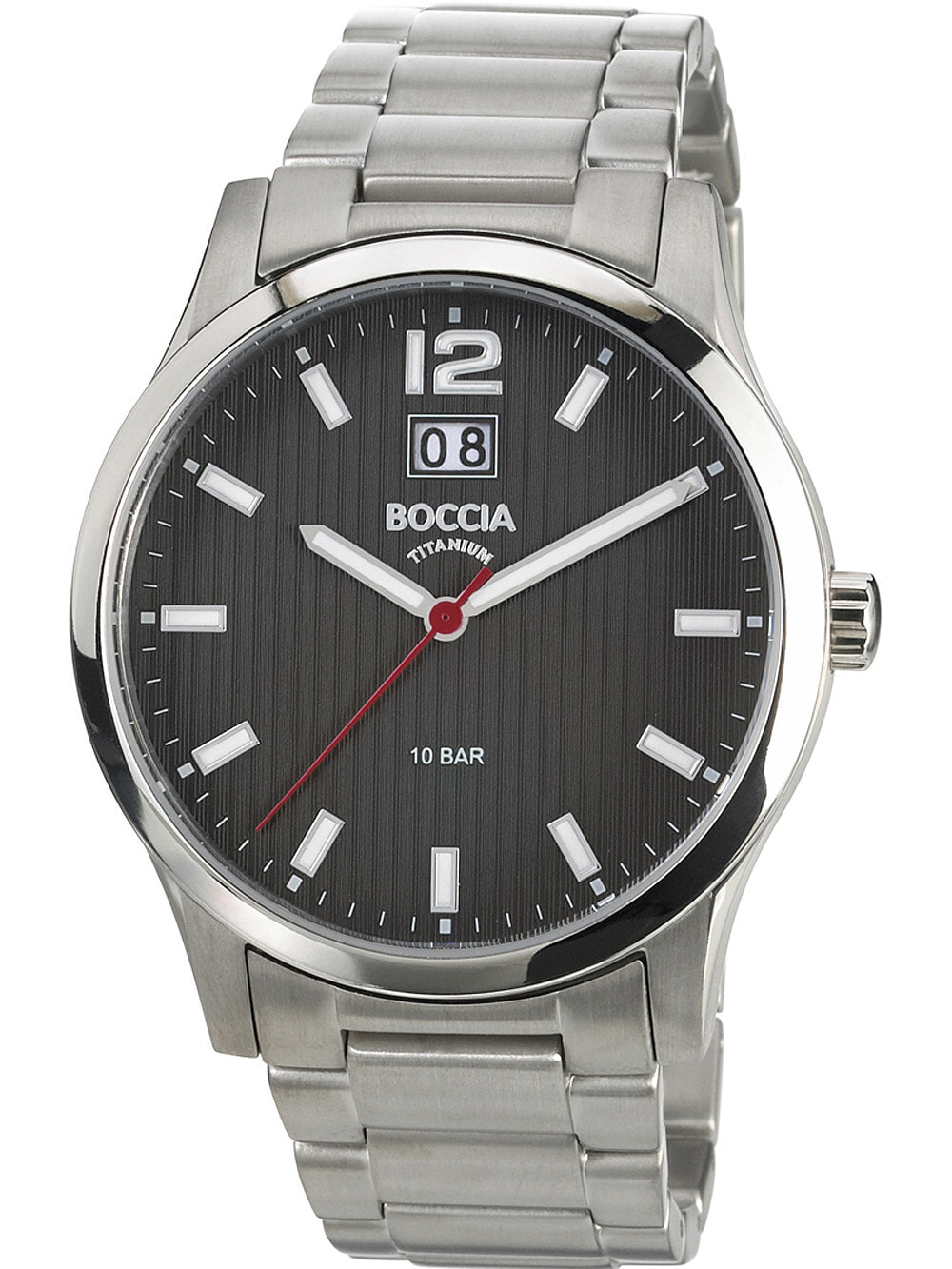 Мужские наручные часы с серебряным браслетом Boccia 3580-02 mens watch titanium 42mm 10ATM